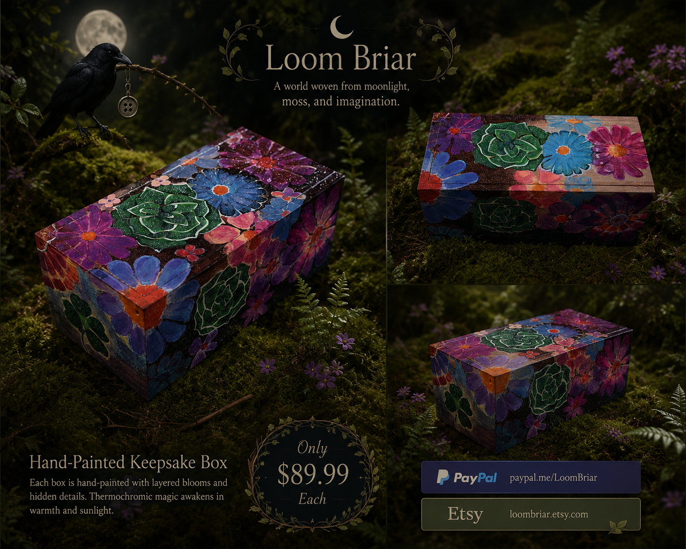 Briar Bloom hand-painted floral keepsake box
