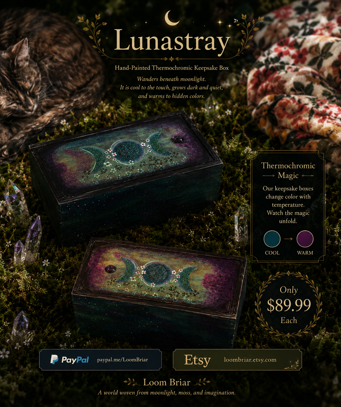 Lunastray hand-painted thermochromic moon keepsake box