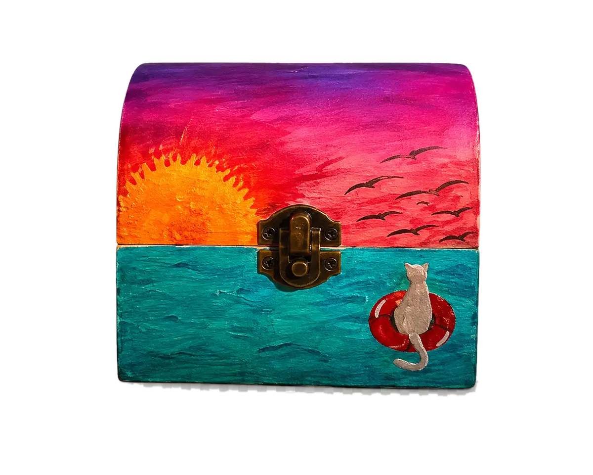 Clear front view of the Ocean Paws keepsake box