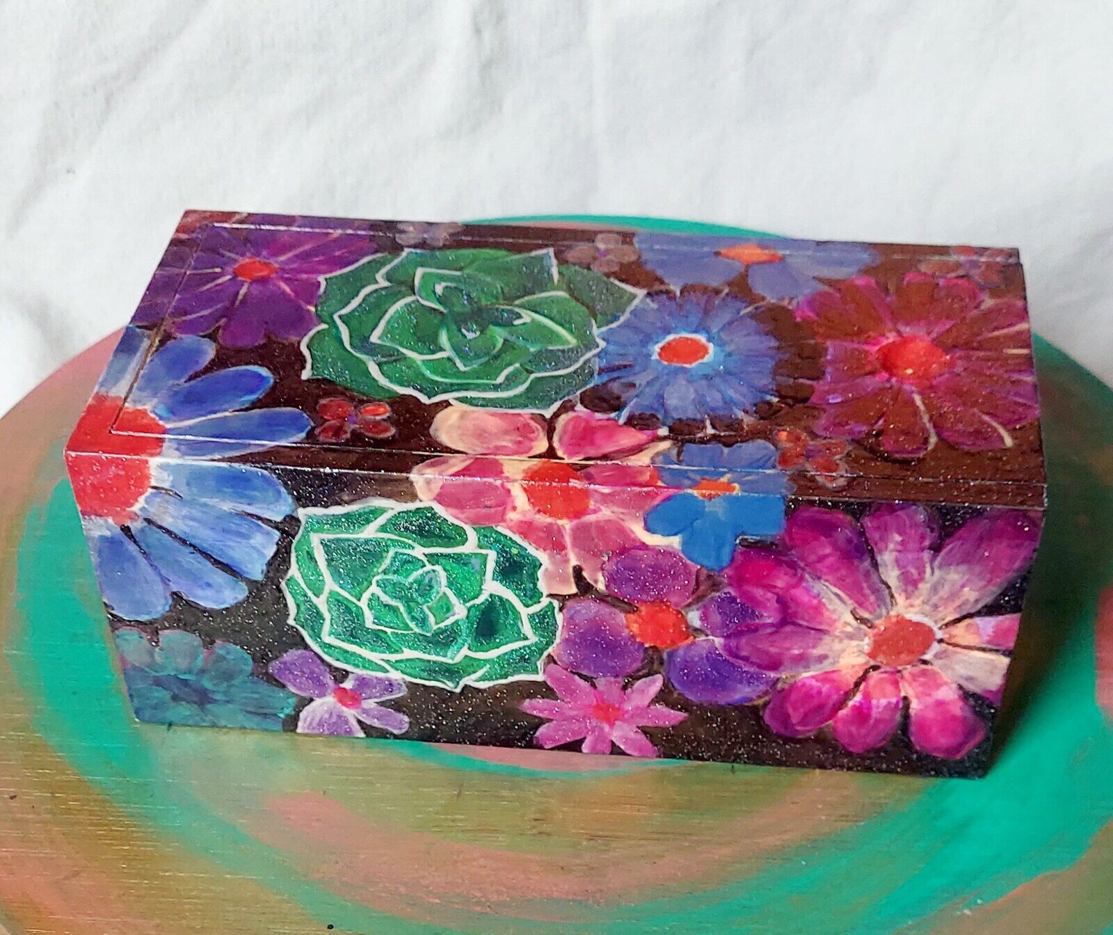 Secret Bloom hand-painted floral keepsake box